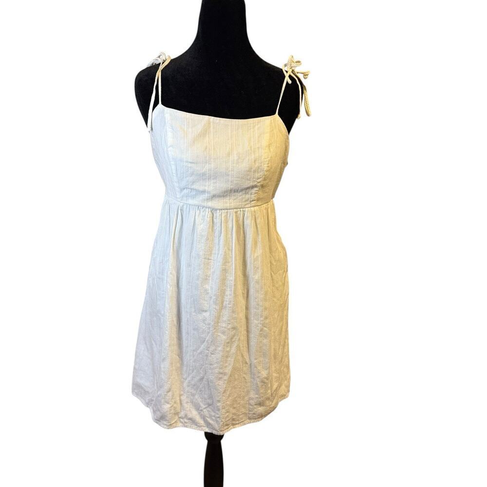Dee Elly White Smocked Back Cotton Mini Dress Women’s Size M Adjustable Straps - Picture 1 of 8